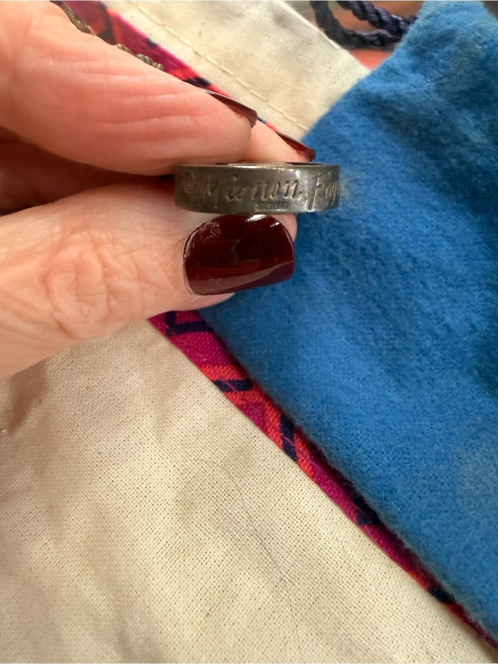 Mignon Faget Black Engraved Metal Band Ring